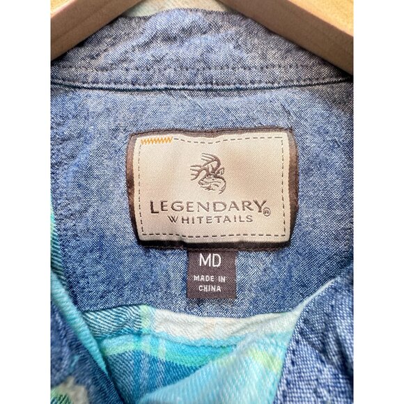 Legendary Whitetails Women’s Button Down Flannel Shirt Size MD Blue White Plaid - Picture 3 of 12